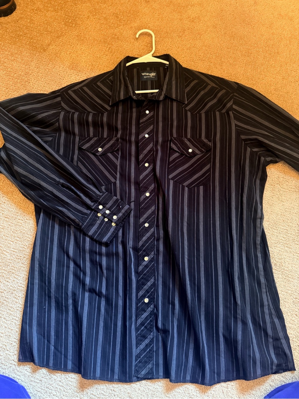 Vintage Wrangler Black and Grey Striped Button-Down Western Shirt 2X Tall